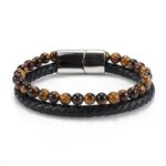 Leather bracelet with tiger eye