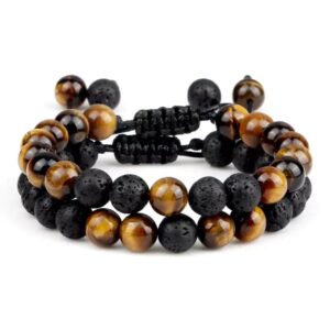 men bracelet with tiger eye and lava stone 1
