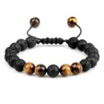 Men's bracelet with tiger eye and lava stone