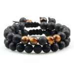 Men's bracelet with tiger eye and lava stone