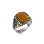 Men's Steel Structure Natural Stone Ring