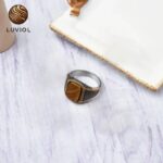 Men's Steel Structure Natural Stone Ring