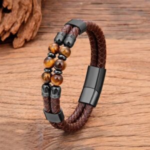 men tiger eye leather bracelet 1