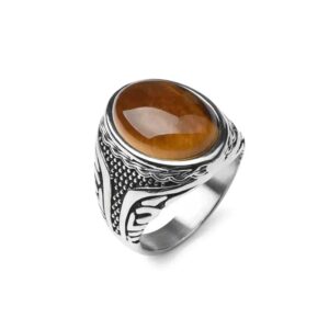 semiprecious stone ring in stainless steel 1