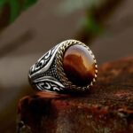 Signet ring with natural stone for men