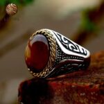 Signet ring with natural stone for men