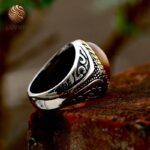 Signet ring with natural stone for men