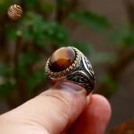 Signet ring with natural stone for men