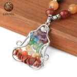 Tiger Eye 7 Chakras Necklace in Natural Stone