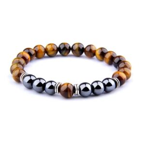 tiger eye and hematite bracelet in natural stones 1