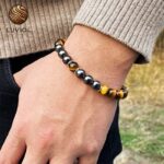 Tiger Eye and Hematite Bracelet in Natural Stones