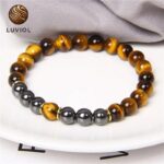 Tiger Eye and Hematite Bracelet in Natural Stones