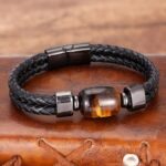 Tiger Eye Bracelet for Men – Braided Leather