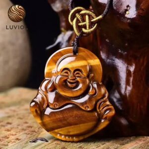 tiger eye buddha pendant in black 1