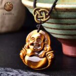 Tiger Eye Buddha Pendant in Black