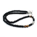 Tiger Eye Necklace for Men - Lithotherapy with Obsidian