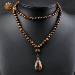 Tiger Eye Pendant Necklace 70cm