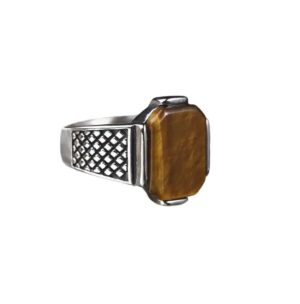 tiger eye ring in stainless steel 1