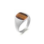 Tiger Eye Ring in Stainless Steel – Natural Stone