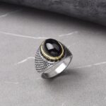 Tiger Eye Ring with Stainless Steel Frame