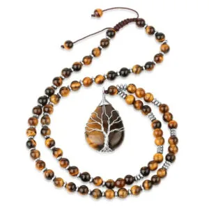 Tiger Eye Tree of Life Necklace 3 tiger eye tree of life necklace Men's Tiger Eye Necklace, Tiger Eye Necklace, Tiger eye pendulum Luviol